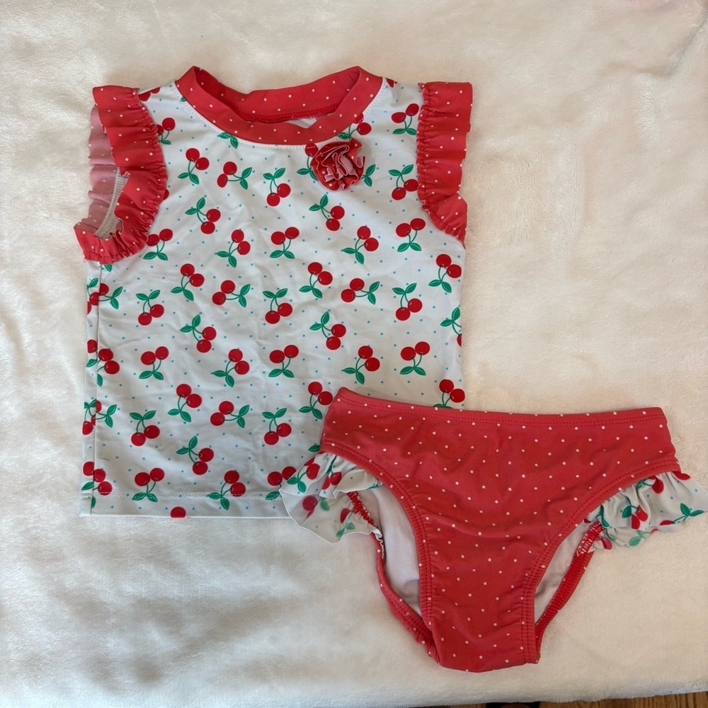 Circo cherry swimsuit two piece 2T toddler girl long shirt